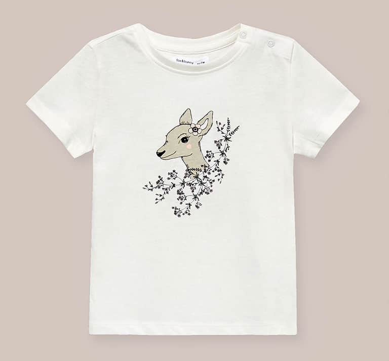 Deer and flowers girls tshirt