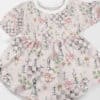 baby dress with seamless pattern with peonies and chess