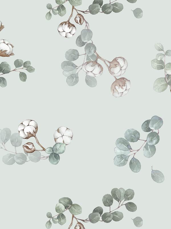 eucalyptus seamless pattern design on mint background