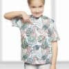 t-shirt with seamless tropical pattern with flamingos girl model