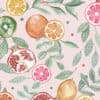 Seamless pattern design to buy with fruits on pink background