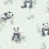 seamless pattern with panda bears on green background