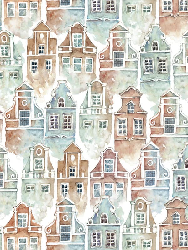 seamless pattern design for download with cozy tenement houses