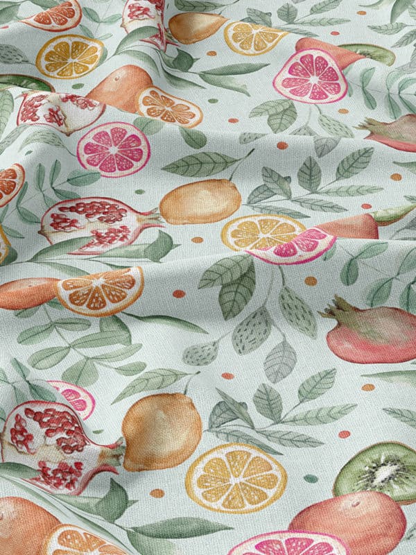 textile with Seamless pattern design to buy with tropical fruits motif