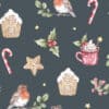 surface pattern design file with navy blue christmas motif