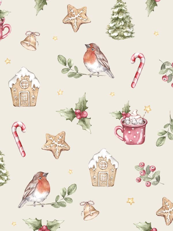 surface pattern design file with beige christmas motif