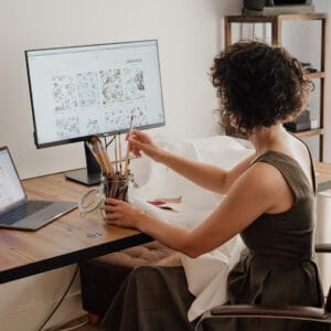 woman making a pattern design at her studio